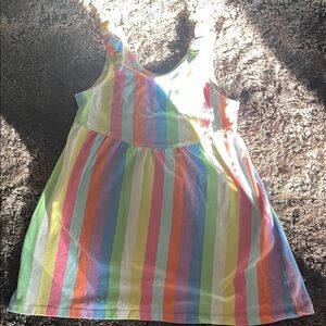 Girls Rainbow Stripe Tank Dress - Multi